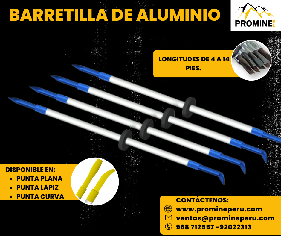 SCALING BARS-BARRETILLAS DE ALUMINIO PARA MINAS PROMINE PERÚ